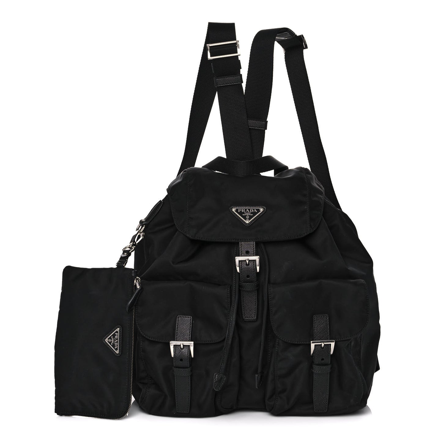 Tessuto Nylon Saffiano Medium Backpack Black