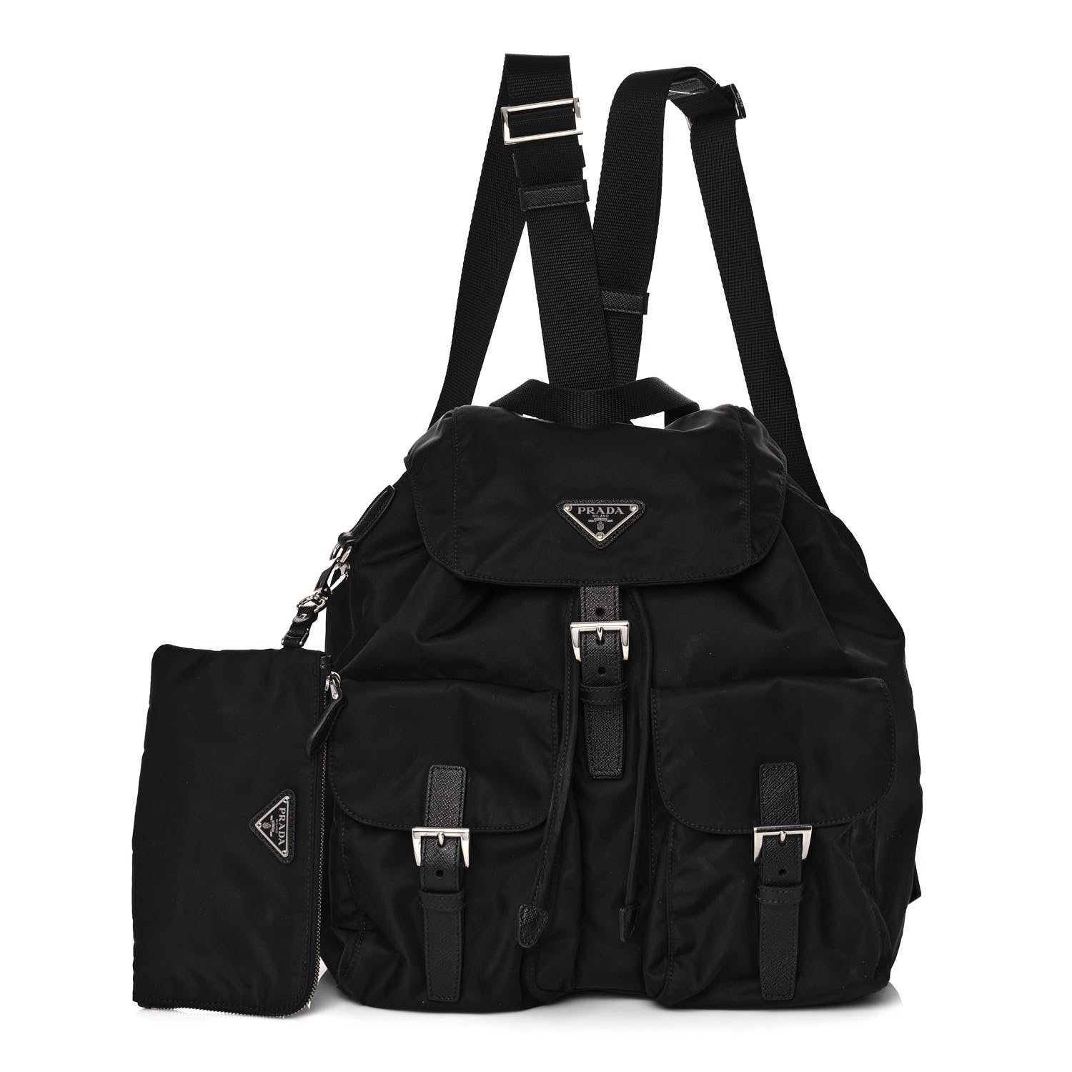 Prada Tessuto Nylon Saffiano Medium Backpack Black 1 of 16