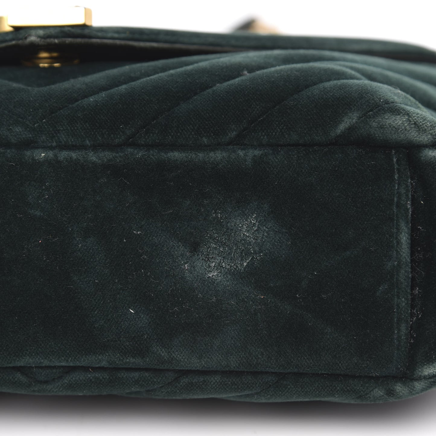 Velvet Matelasse Chevron Medium Monogram Chain Bag New Dark Green