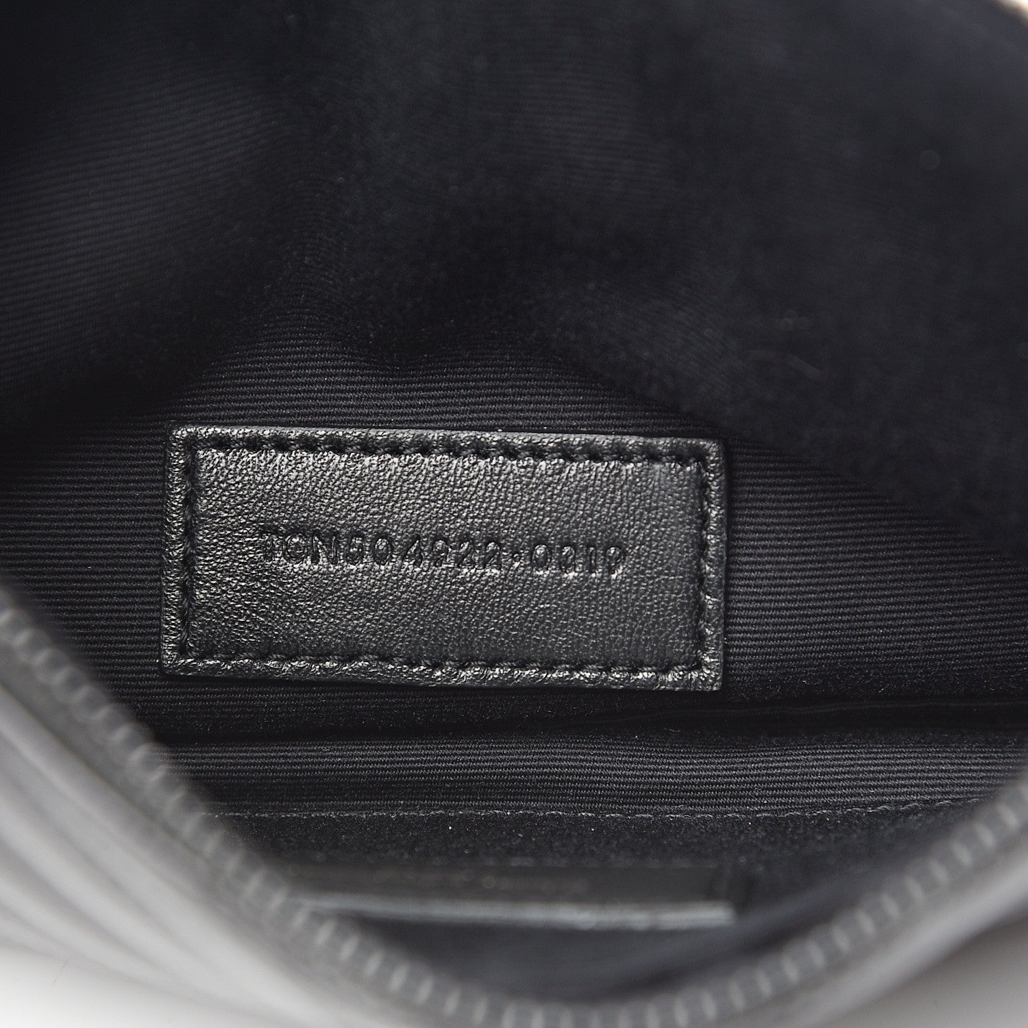 Saint Laurent Grain De Poudre Chevron Monogram Bill Pouch Black 6 of 9