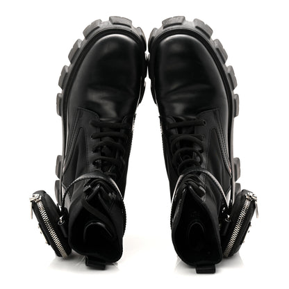 Prada Spazzolato Rois Re-Nylon Metal Triangle Logo Monolith Pouch Pocket 55mm Boots 39.5 Black 2 of 10