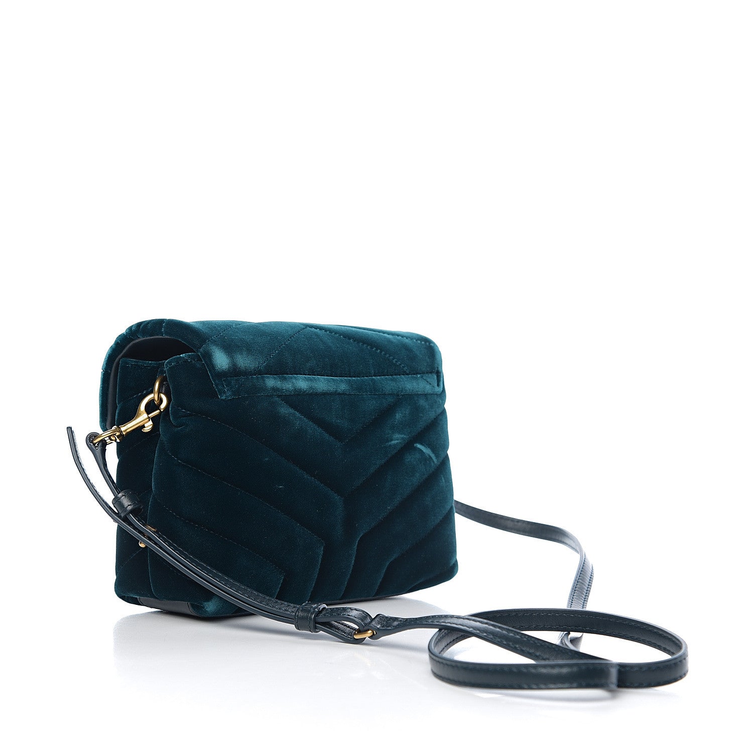 Saint Laurent Velvet Y Quilted Monogram Toy Loulou Chain Satchel Dark Ottanio 2 of 10