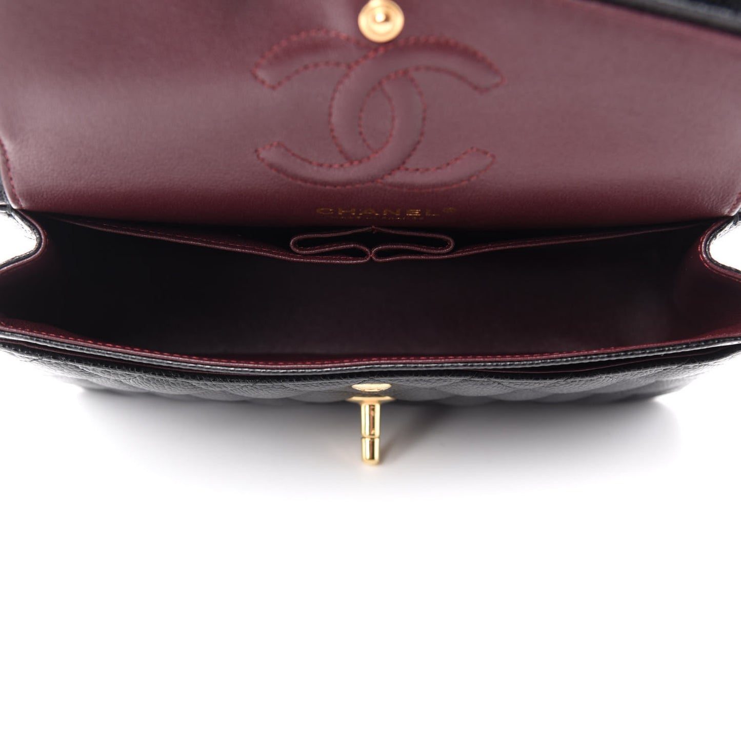 Caviar Quilted Small Double Flap Black