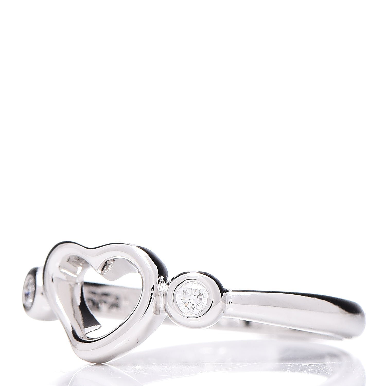 Tiffany Platinum Diamond Elsa Peretti Open Heart Ring 49 5 3 of 6