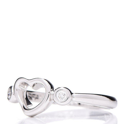 Tiffany Platinum Diamond Elsa Peretti Open Heart Ring 49 5 3 of 6
