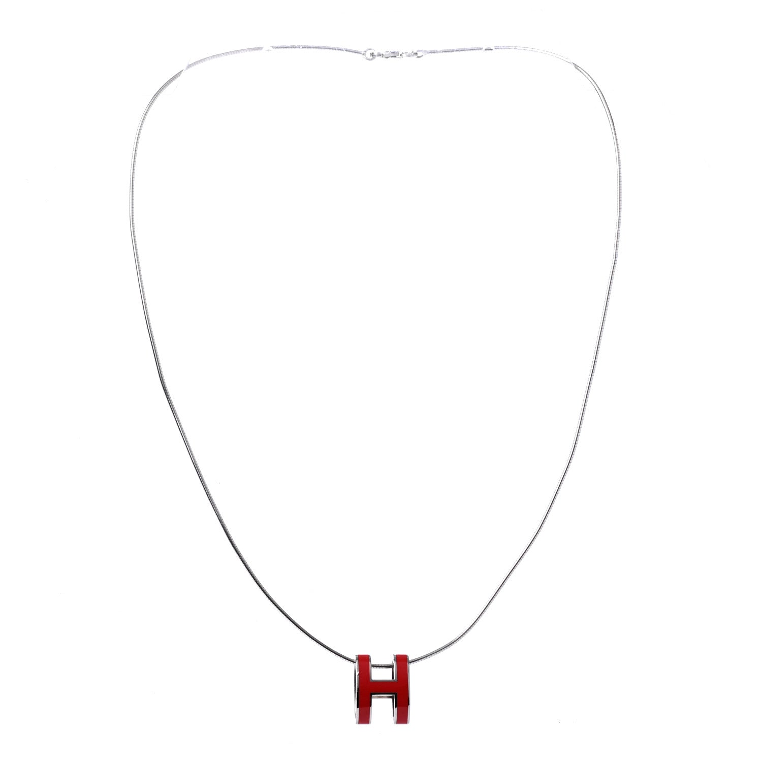 Hermes Lacquered Pop H Pendant Necklace Rouge Corail 3 of 6