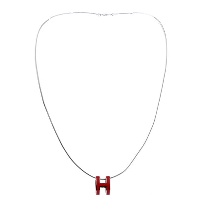 Hermes Lacquered Pop H Pendant Necklace Rouge Corail 3 of 6