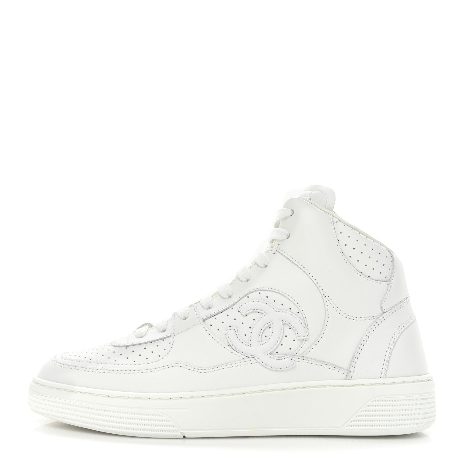 Chanel Calfskin CC High Top Sneaker 38 White 1 of 9