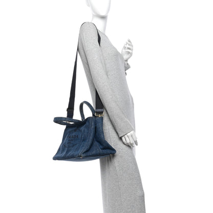 Prada Denim Canapa Logo Tote Bleu 2 of 13