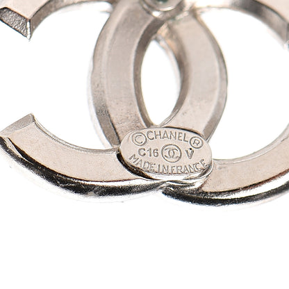 Chanel Baguette Crystal CC Earrings Silver Grey 3 of 5
