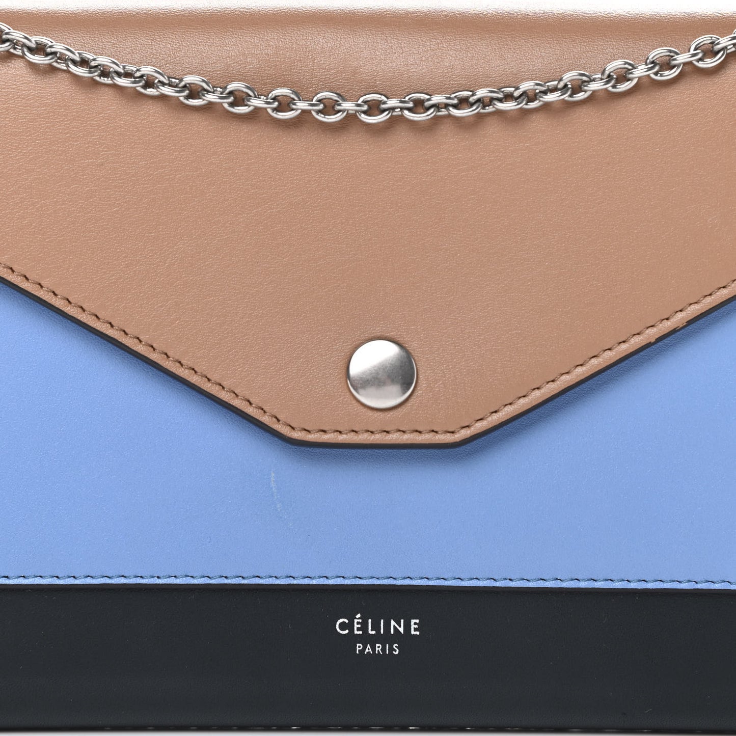 Shiny Calfskin Clutch on a Chain Multicolor