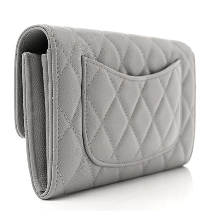 Chanel Caviar Quilted Large Gusset Flap Wallet Grey 3 of 7