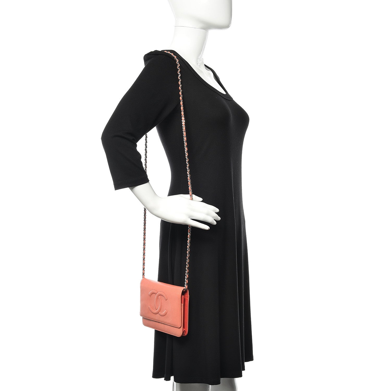 Chanel Caviar Timeless CC Wallet On Chain WOC Pink 3 of 24