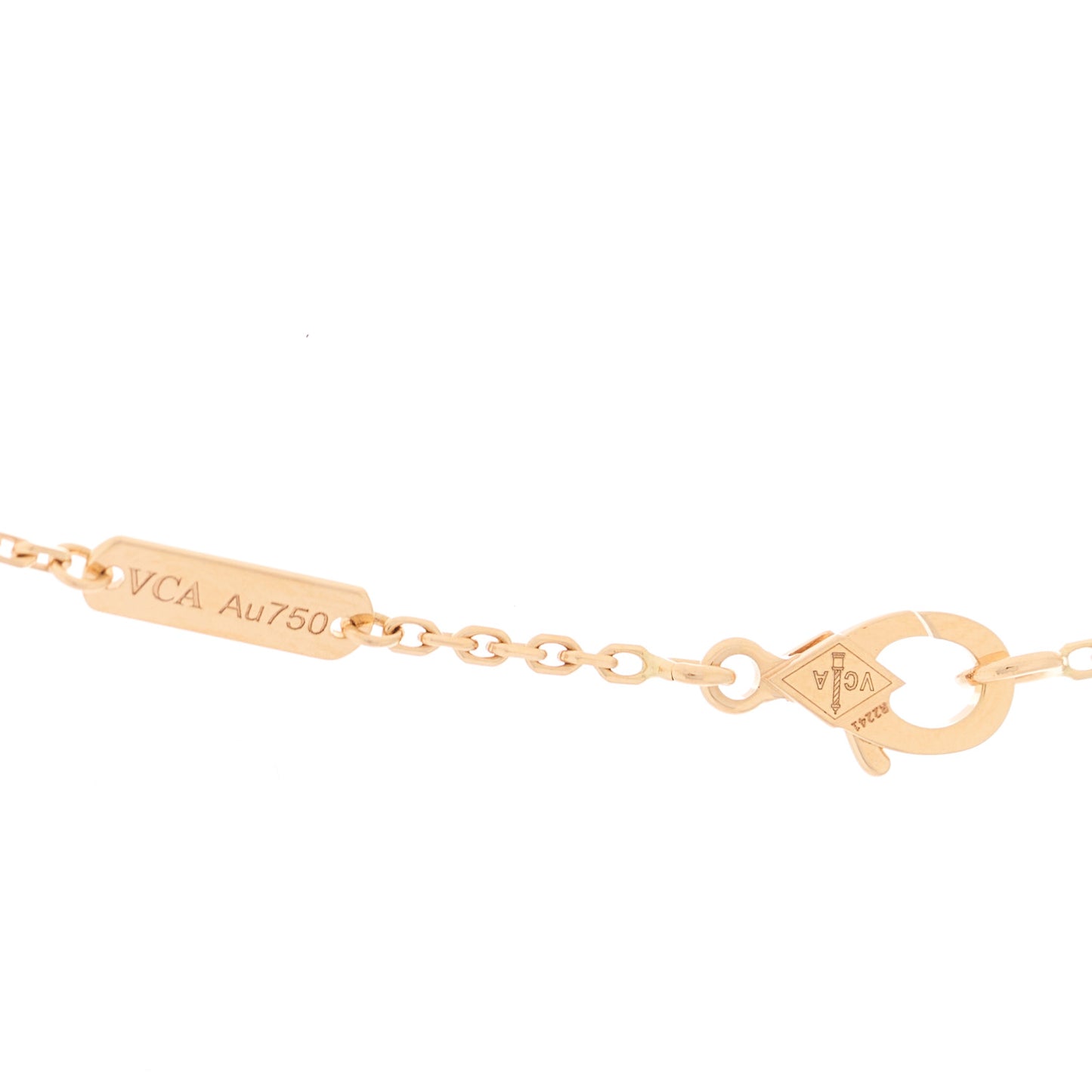 18K Rose Gold Gray Mother of Pearl Vintage Alhambra Pendant Necklace