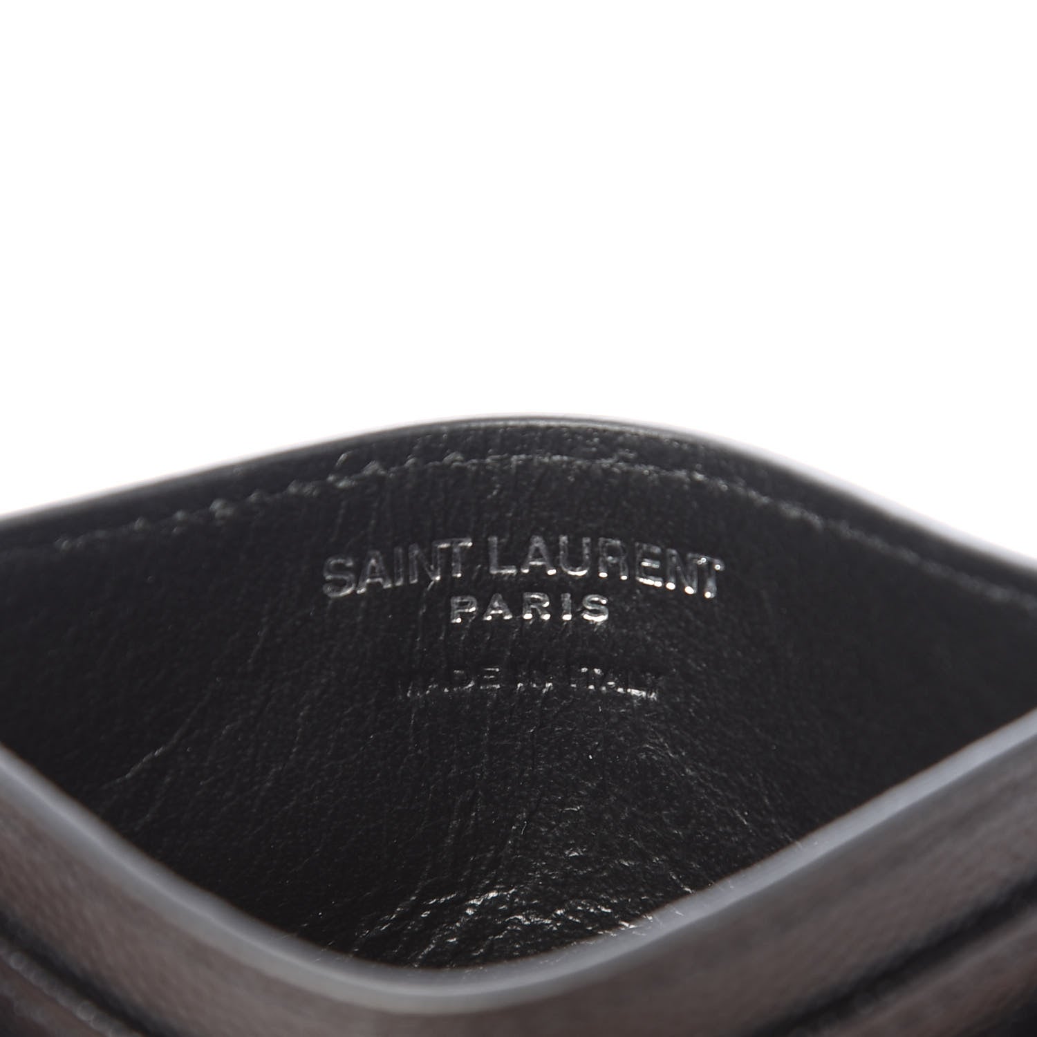 Saint Laurent Grain De Poudre Matelasse Chevron Monogram Credit Card Case Black 6 of 8