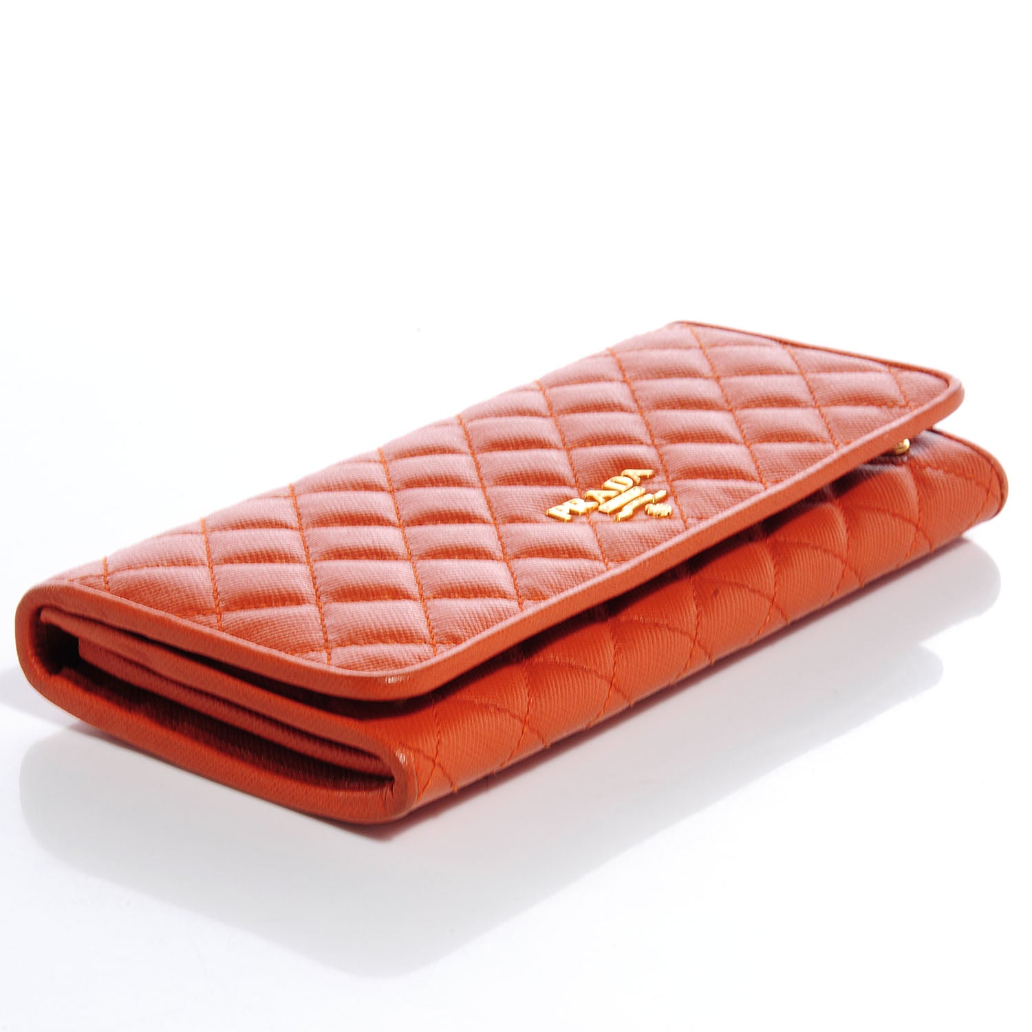 Prada Saffiano Quilted Zip Wallet Papaya 4 of 9