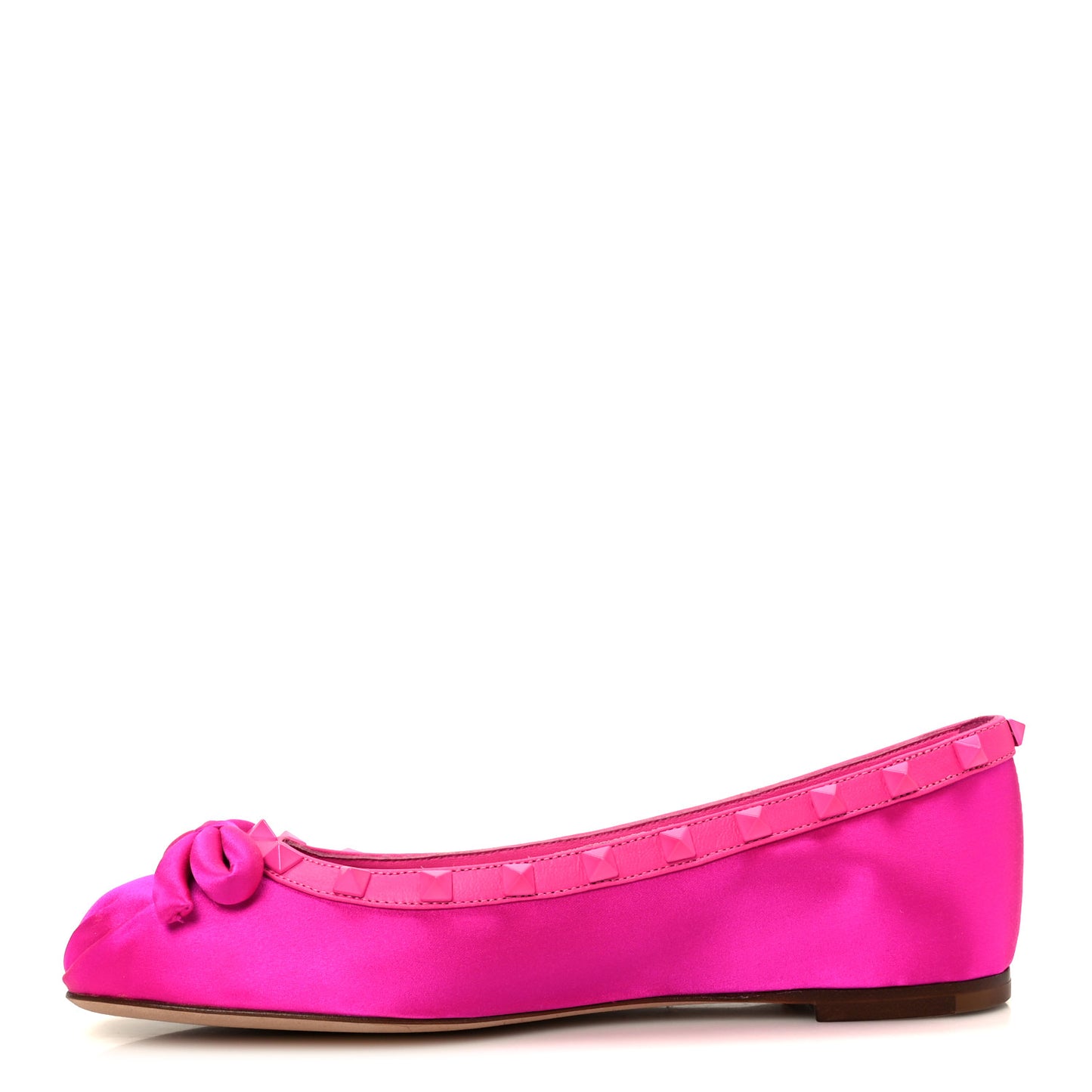 Satin Nappa Rockstud Ballerina Flats 37 Fuchsia