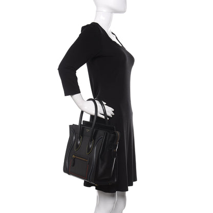 Celine Smooth Calfskin Multicolor Double Stitching Micro Luggage Black 2 of 11