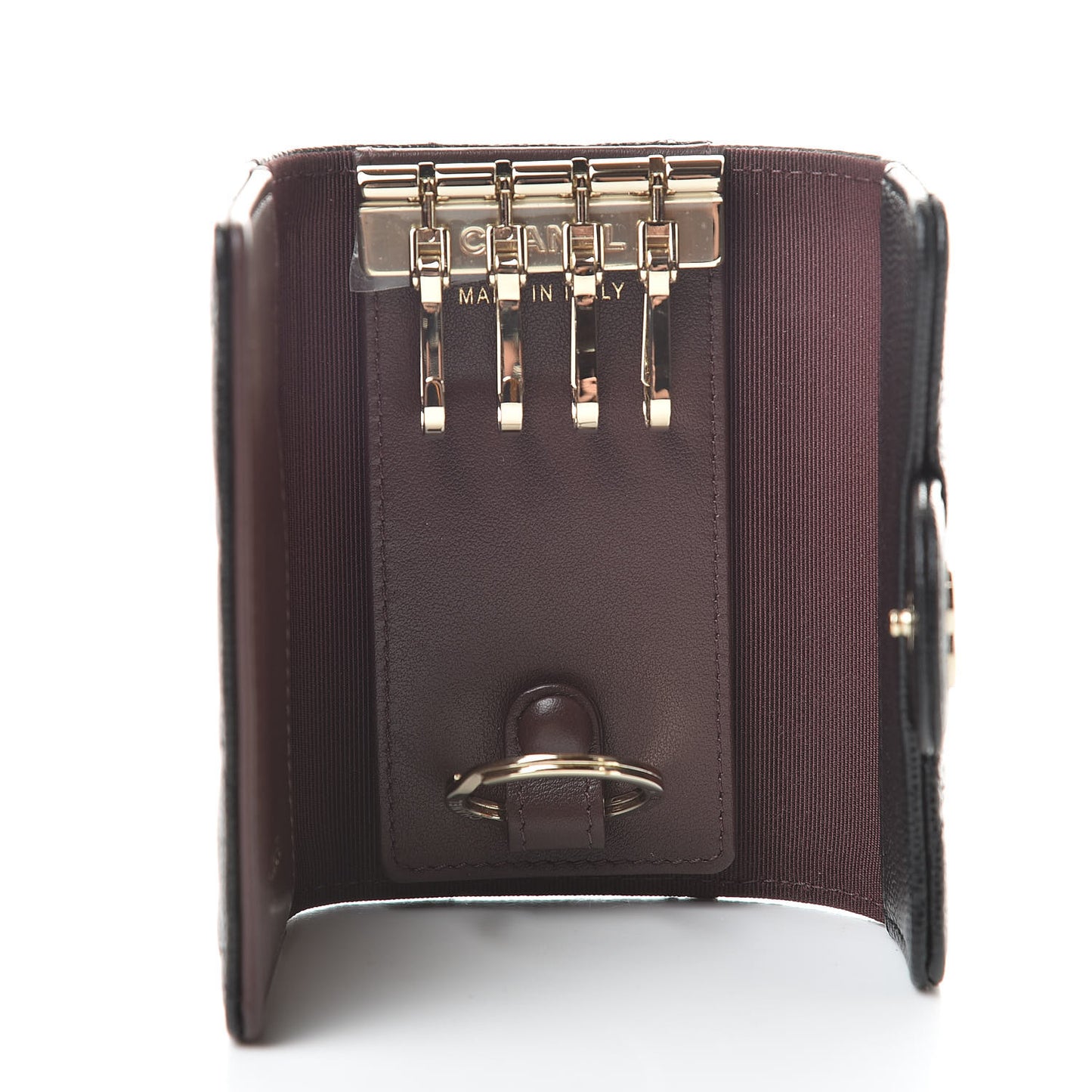Caviar Quilted Classic 4 Key Holder Wallet Black