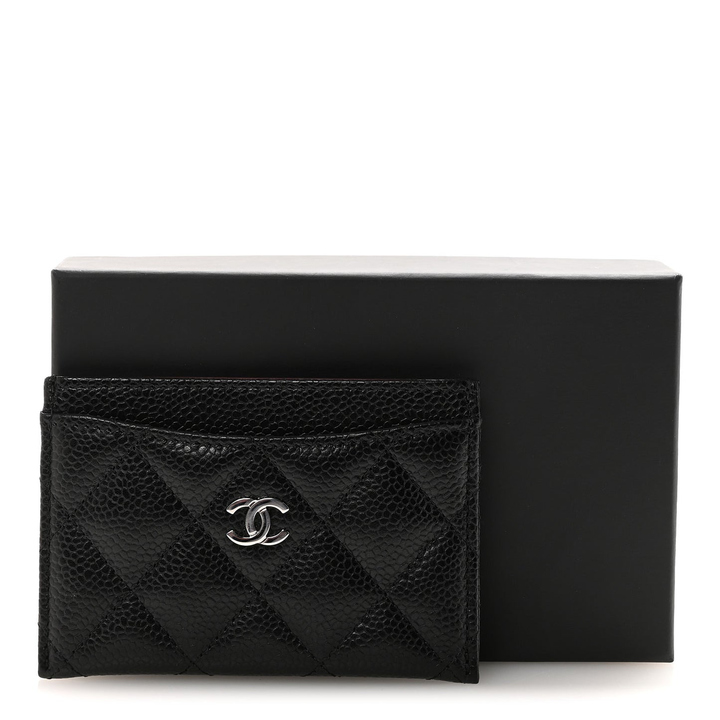 Caviar Quilted Card Holder Black