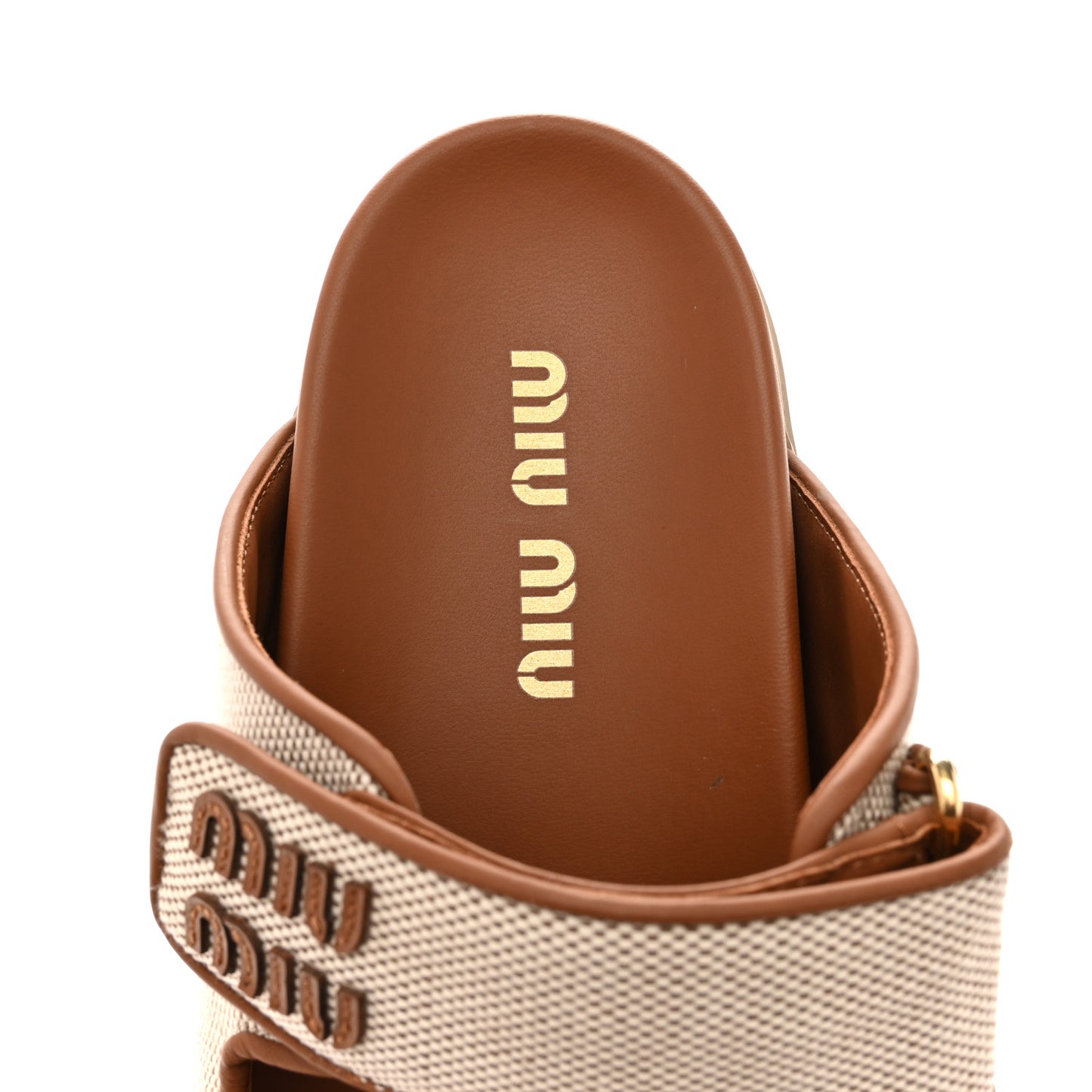 Canvas Logo Slide Sandals 38 Beige Brandy