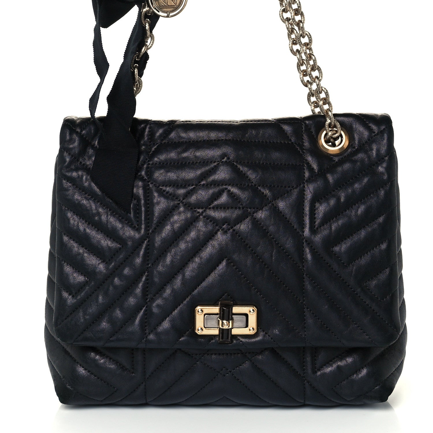 Lanvin Calfskin Quilted Medium Happy Shoulder Bag Black 7 of 9