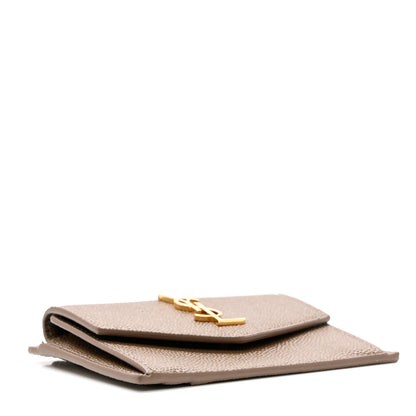 Saint Laurent Grain De Poudre Uptown Monogram Card Case Dark Beige 4 of 7