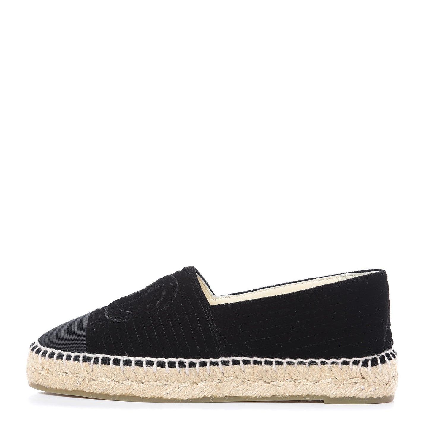 Velvet Grosgrain CC Espadrilles 35 Black