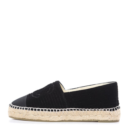 Chanel Velvet Grosgrain CC Espadrilles 35 Black 1 of 9