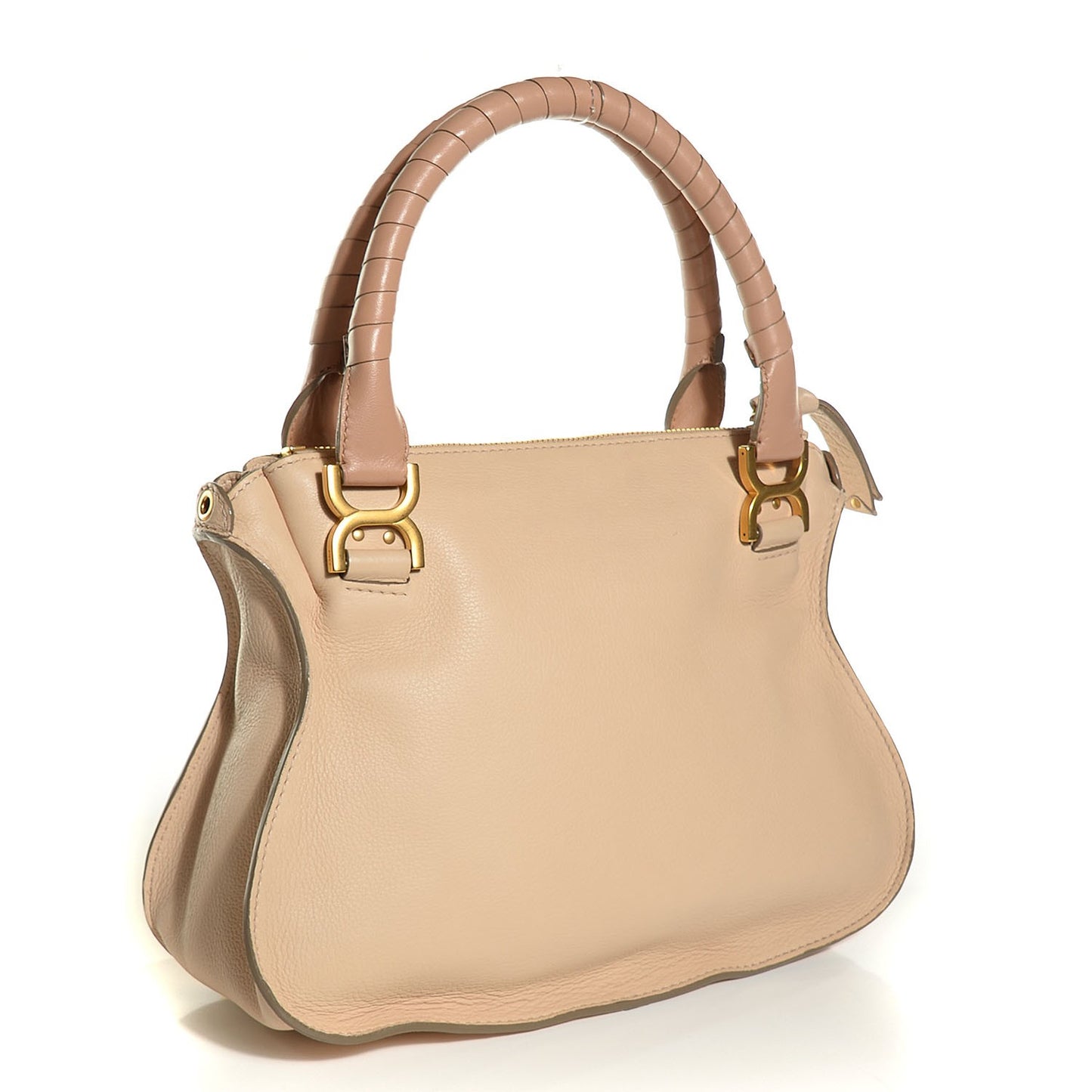 Lambskin Perforated Medium Marcie Satchel Angora Beige