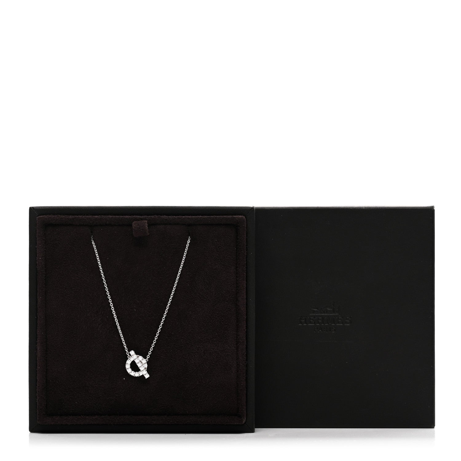 Hermes 18K White Gold Diamond Finesse Pendant Necklace 6 of 6