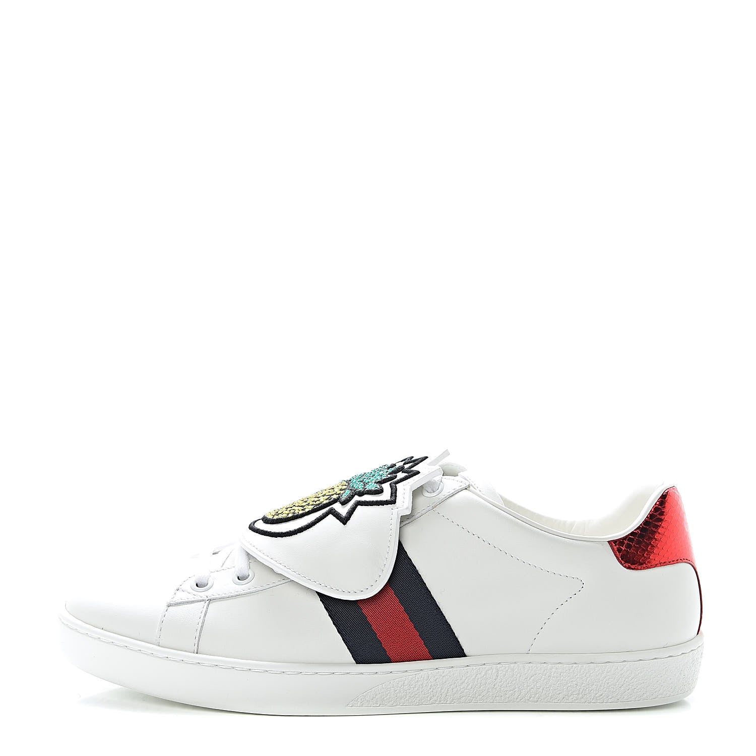 Gucci Calfskin Ayers Crystal Web Pineapple Embroidered Womens New Ace Sneakers 39 White 1 of 10
