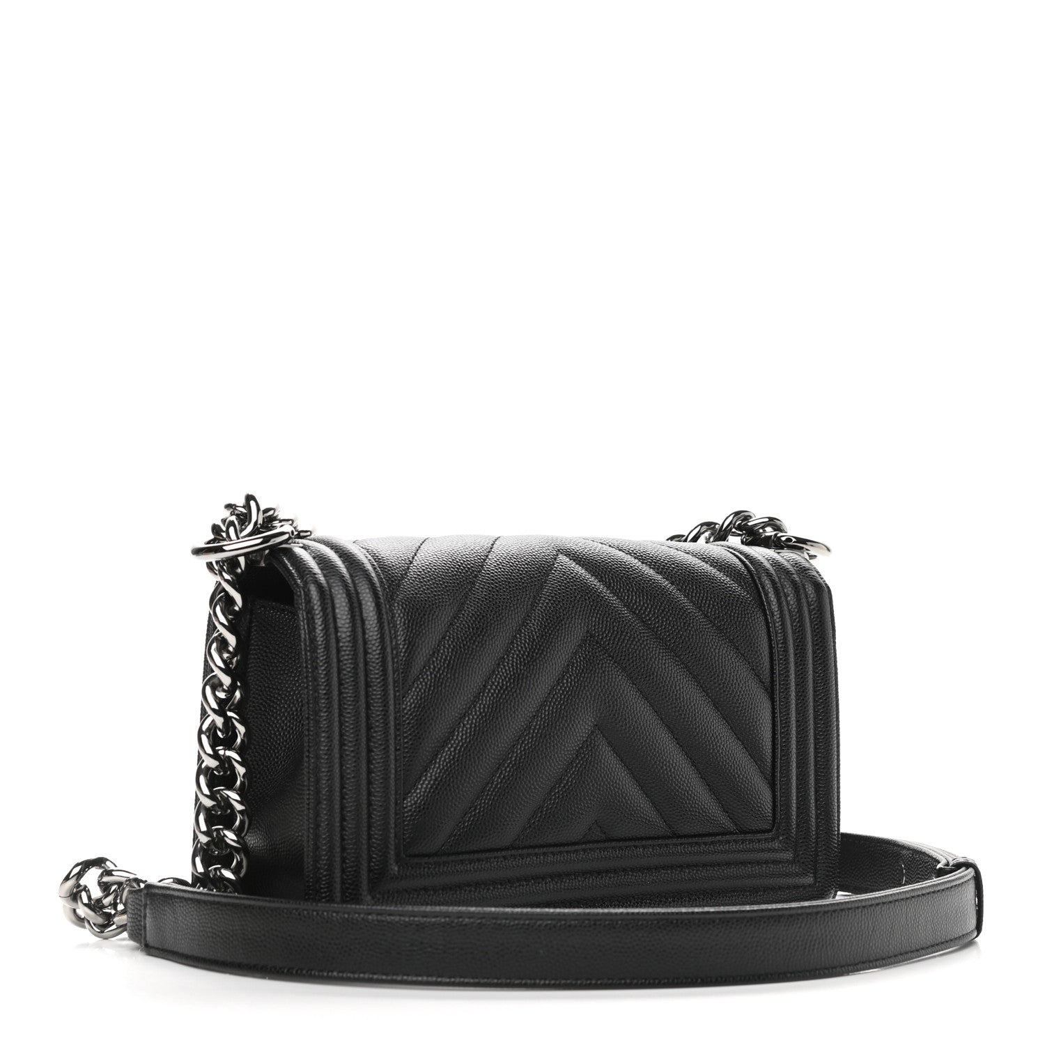 Chanel Caviar Chevron Quilted Small Boy Flap Black 3 of 9