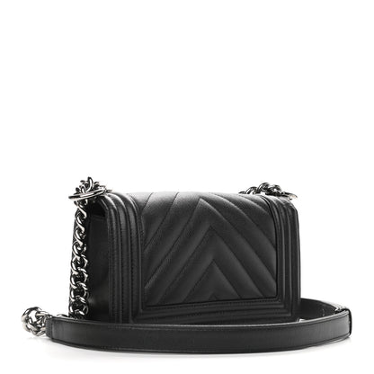 Chanel Caviar Chevron Quilted Small Boy Flap Black 3 of 9