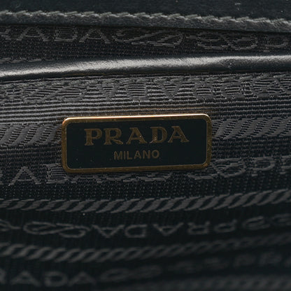 Prada Saffiano Soft Calfskin Metal Triangle Logo Envelope Chain Shoulder Bag Black 6 of 11