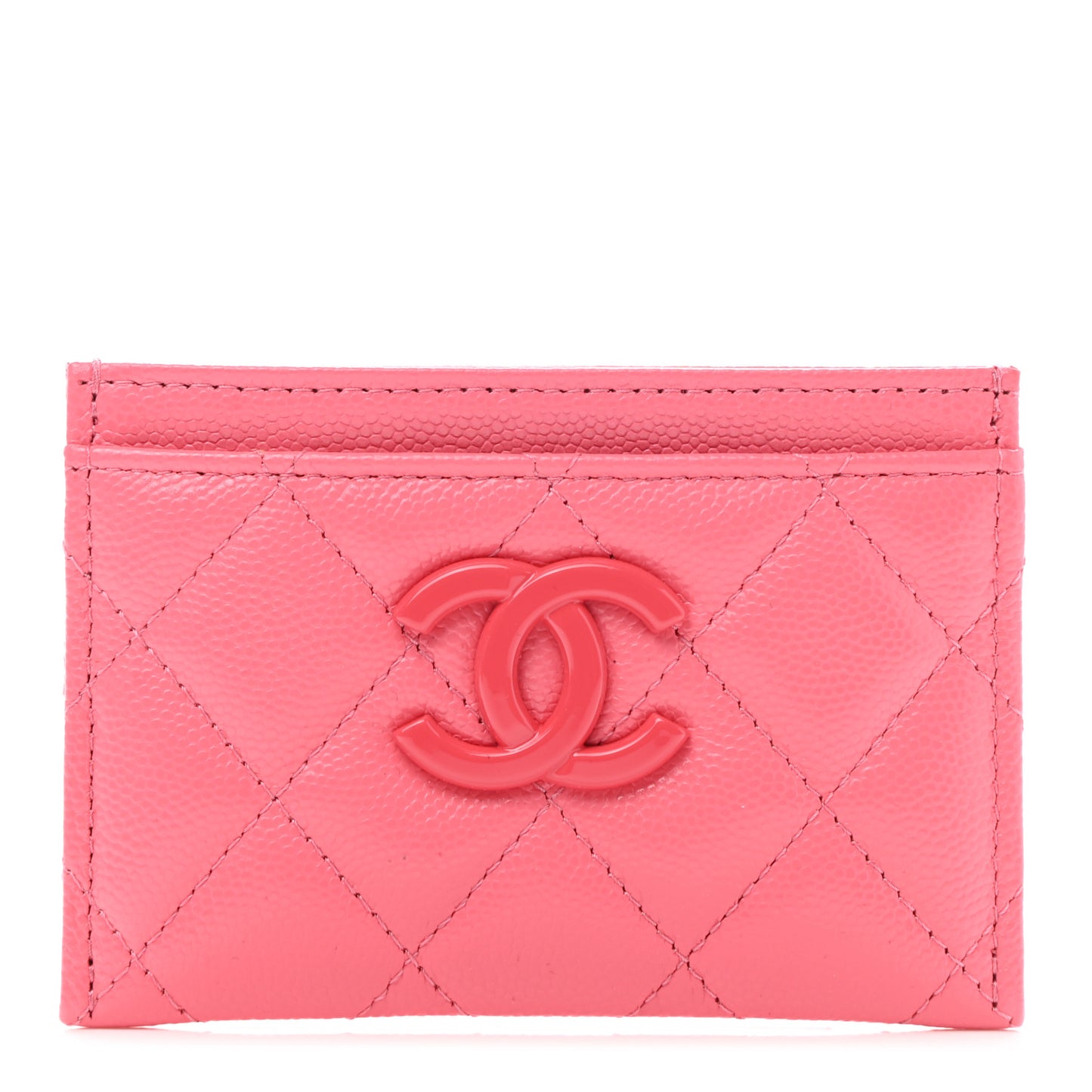 Caviar Quilted My Everything Card Holder Coral