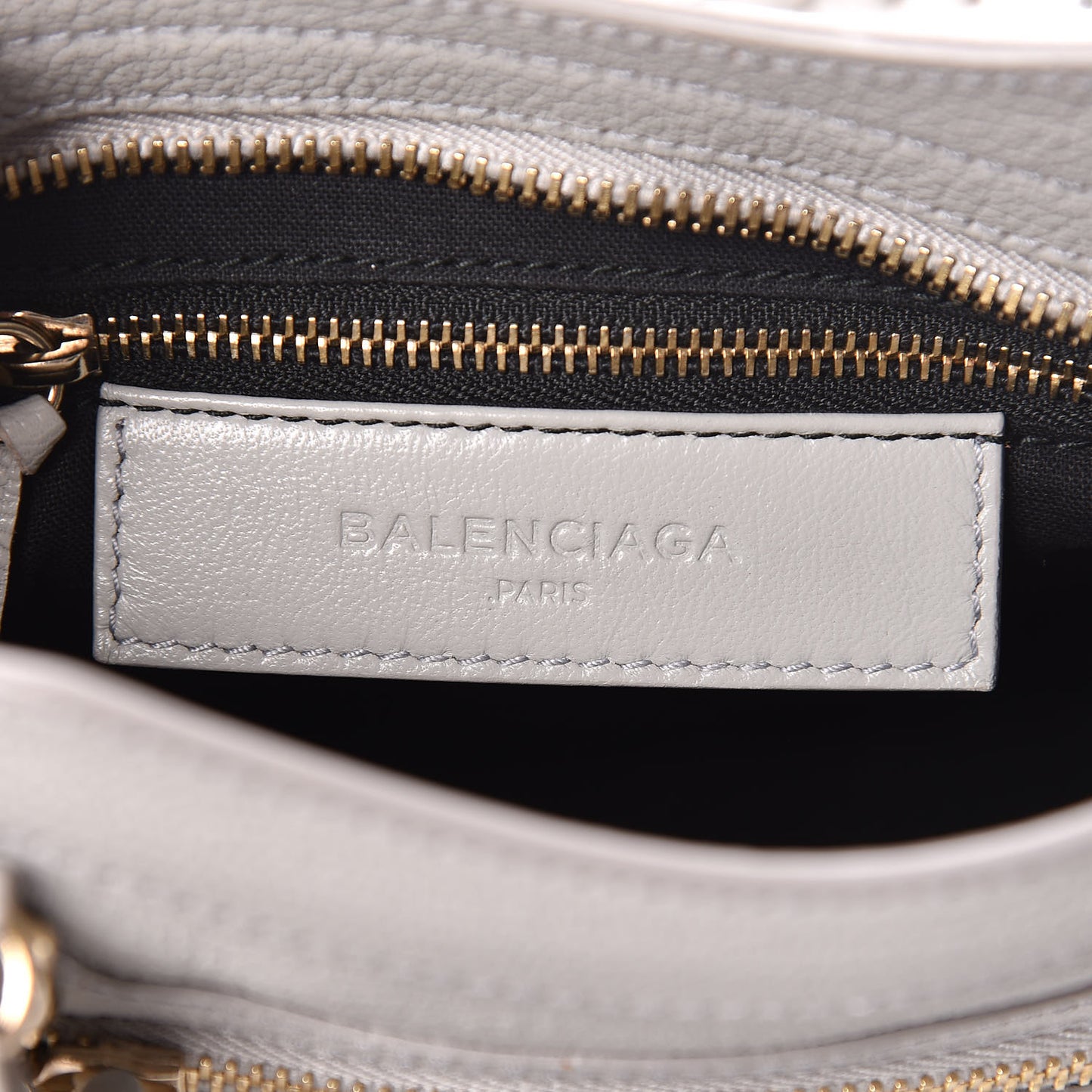 Chevre Gold Metallic Edge Hardware Mini City Gris Perle