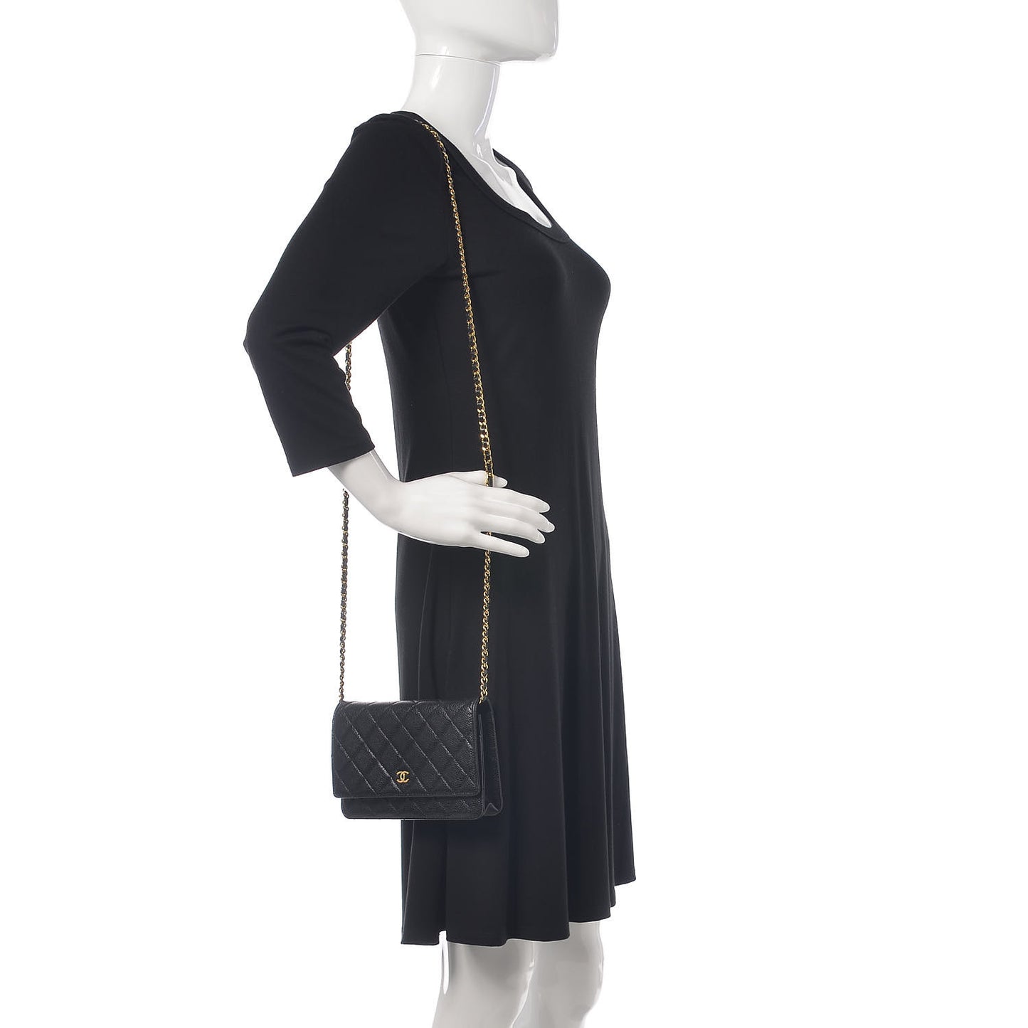 Caviar Quilted Wallet On Chain WOC Black