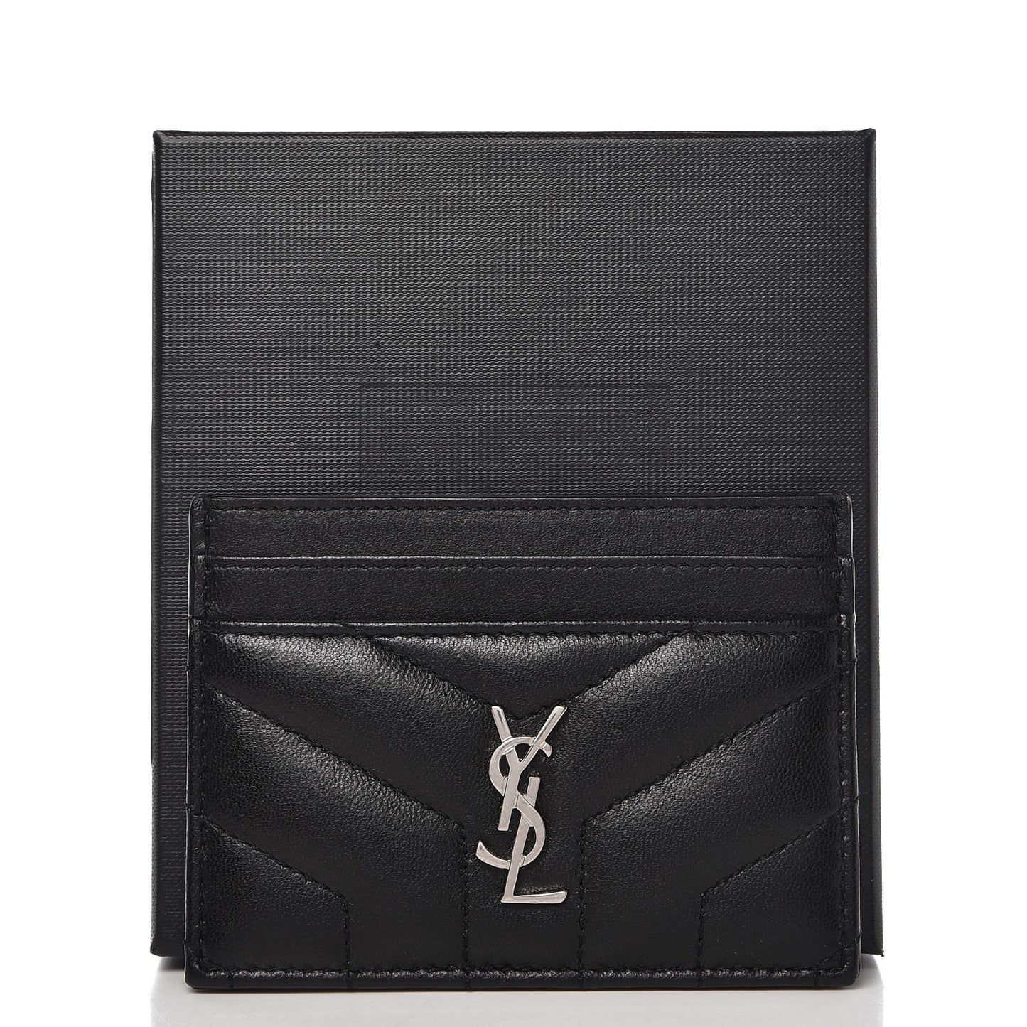 Calfskin Y Quilted Monogram LouLou Credit Card Case Black