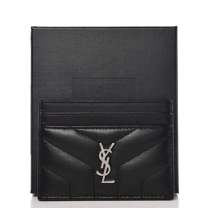 Saint Laurent Calfskin Y Quilted Monogram LouLou Credit Card Case Black 8 of 8