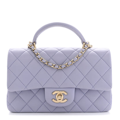 Chanel Lambskin Quilted Mini Top Handle Rectangular Flap Light Purple 1 of 10