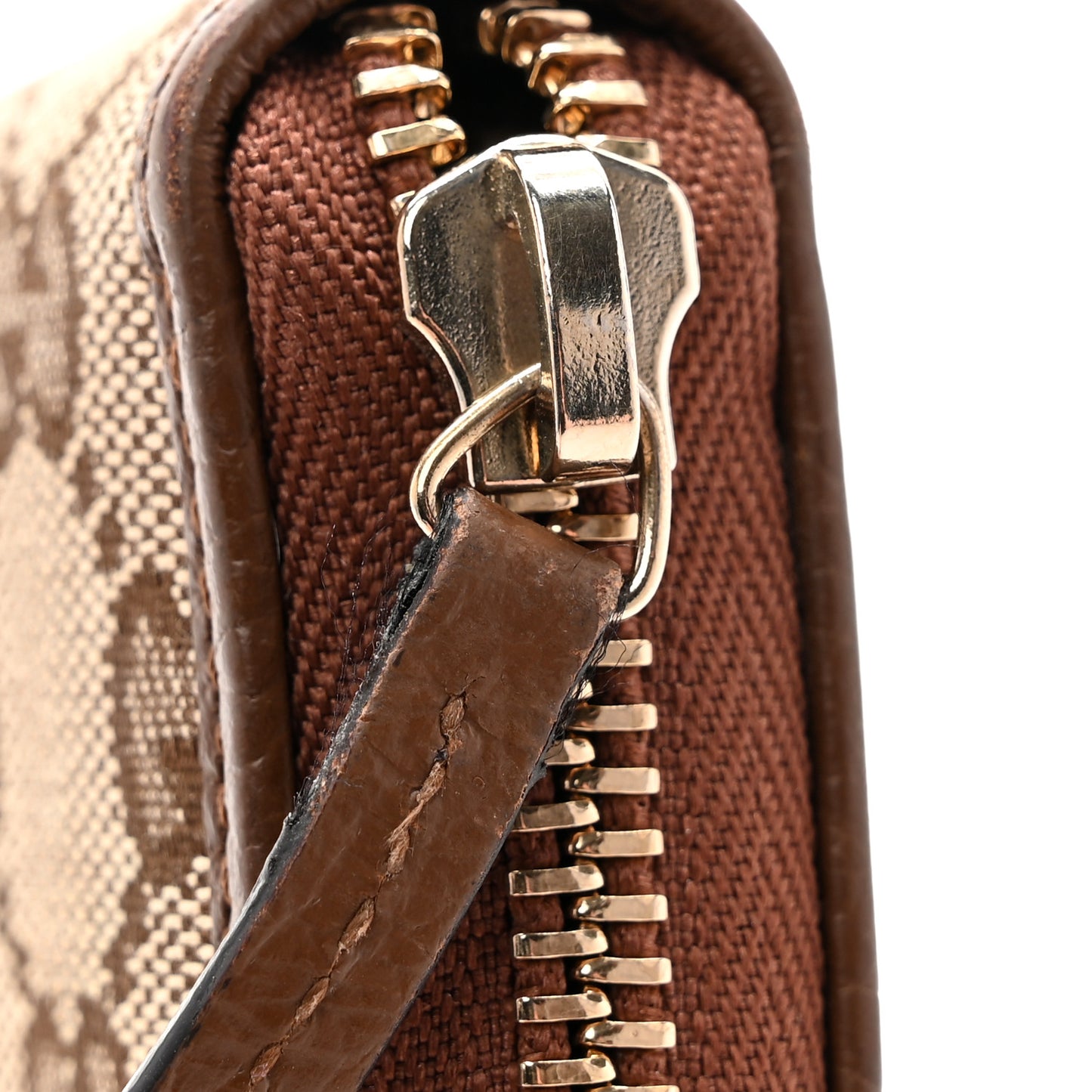Monogram Dollar Calfskin Zip Around Wallet Beige Ebony Tabacco