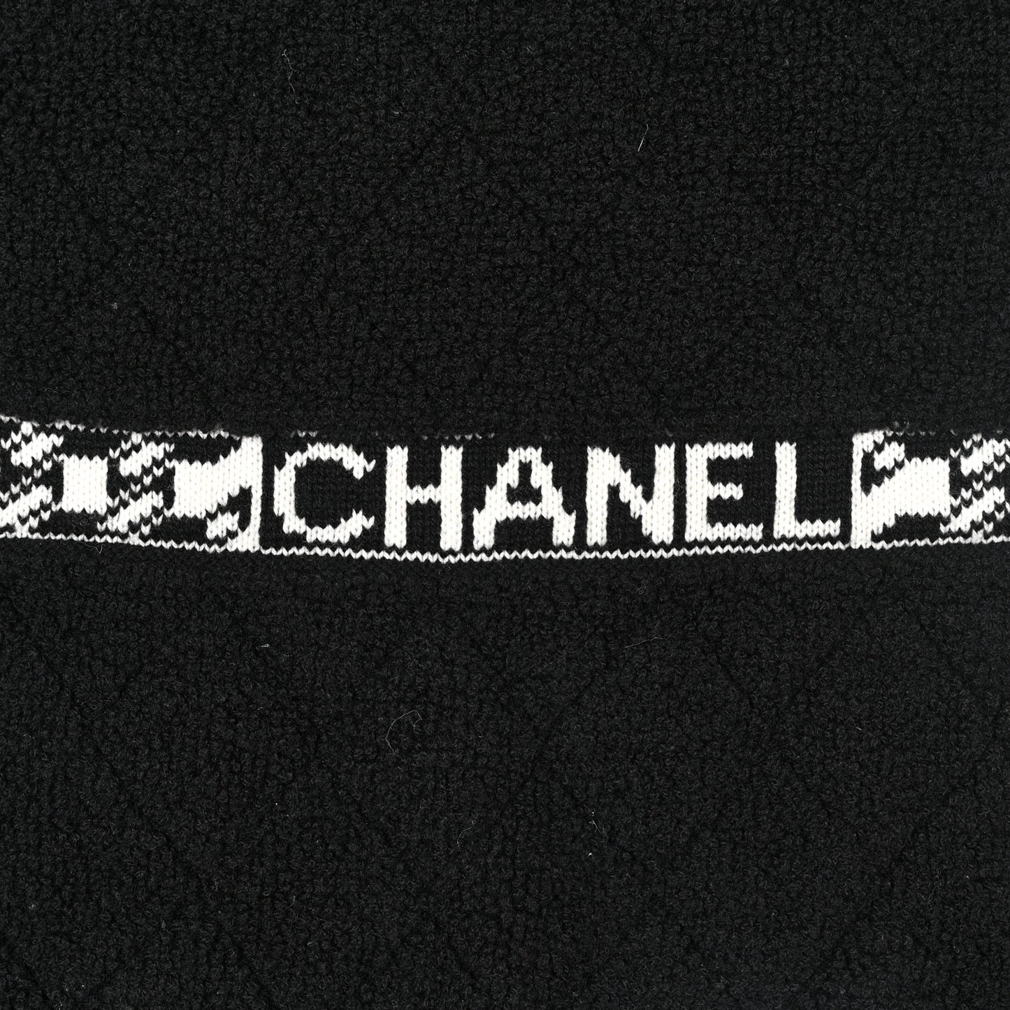 Cashmere Silk CC Logo Stole Grey White