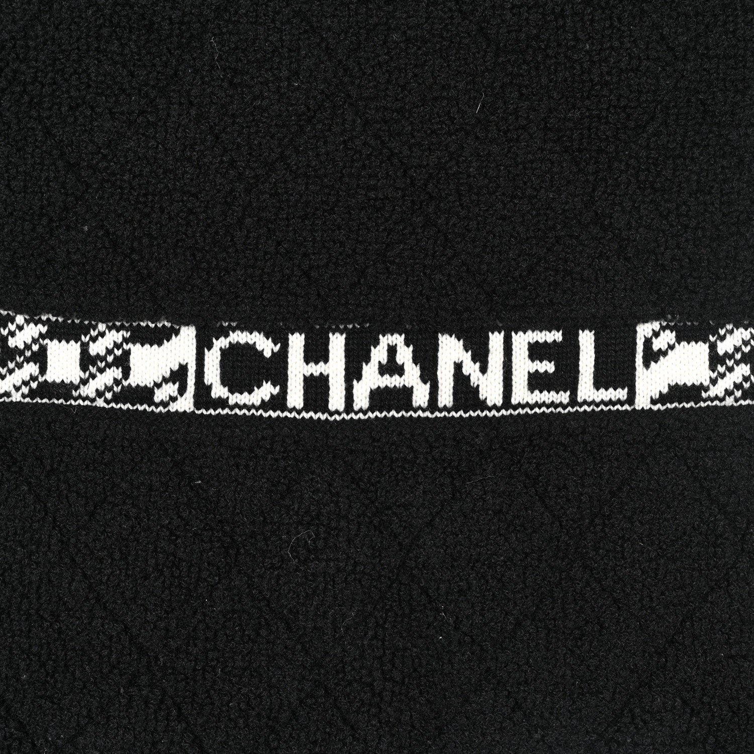Chanel Cashmere Silk CC Logo Stole Grey White 3 of 3