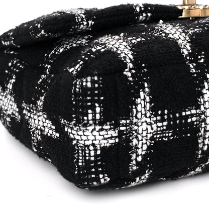 Chanel Tweed Quilted Medium Chanel 19 Flap Black White 8 of 10