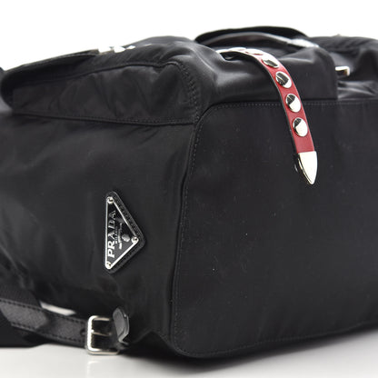 Prada Nylon New Vela Studded Backpack Black Fuoco 7 of 8