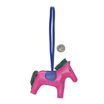 Hermes Milo Lambskin Grigri Rodeo Horse Bag Charm MM Rose Pourpre Malachite Bleu Electrique 2 of 3