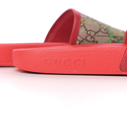 Gucci GG Supreme Monogram Flora Pursuit Slide Sandals 38 Red 6 of 9