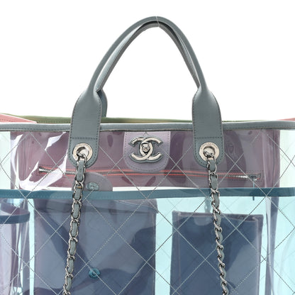 Chanel PVC Lambskin Stitched Medium Coco Splash Shopping Bag Blue Green Pink 8 of 11