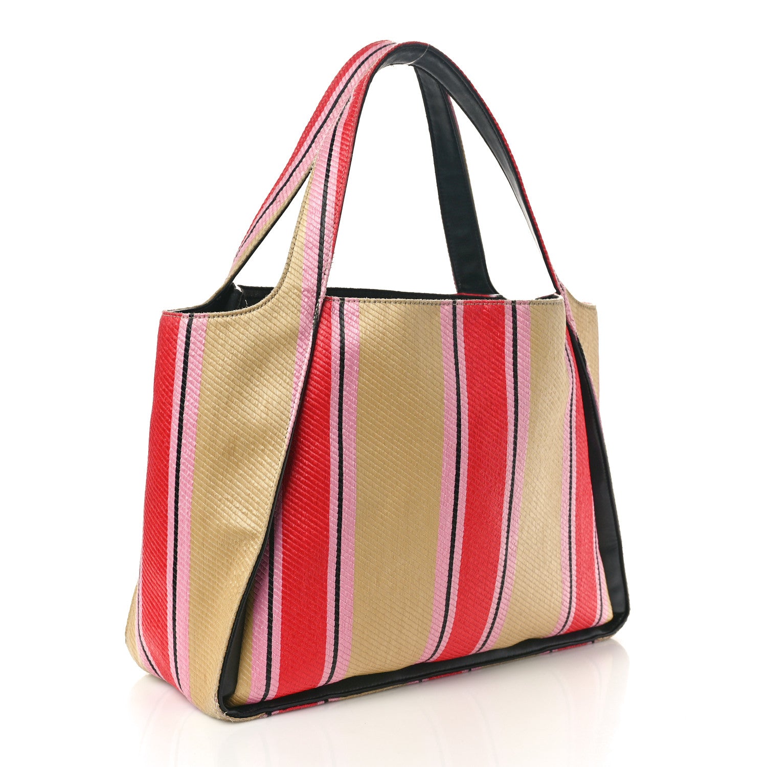 Stella McCartney Raffia Striped Logo Tote Red 4 of 15